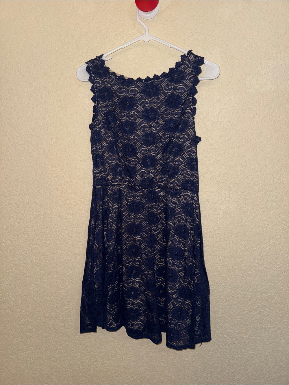 Navy Lace Sleeveless Fit-and-Flare Dress Size Medium